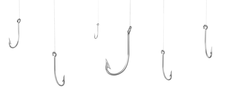 Many fish hooks dangling